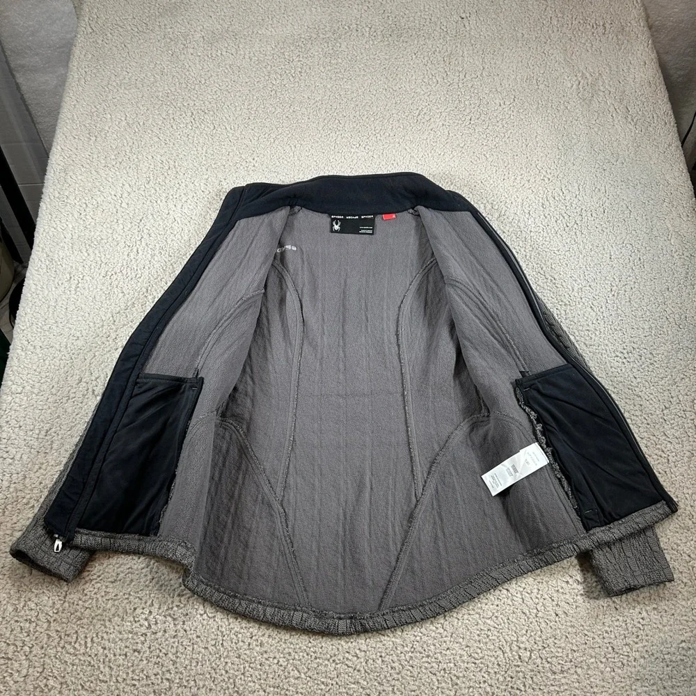 SPYDER‎ Full Zip Textured Fleece Jacket Gray Womens Medium Athletic Outdoor